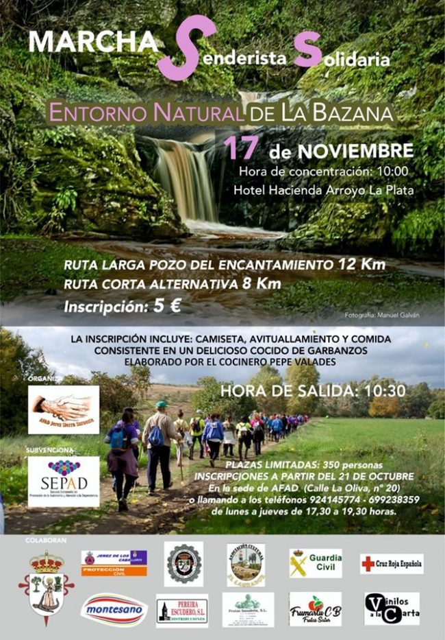 cartellabazanados Marcha senderista solidaria AFAD Jerez Sierra Suroeste